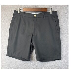 Peter Millar‎ Salem Performance Shorts Mens Size 32 Black Golf Casual Flat Front